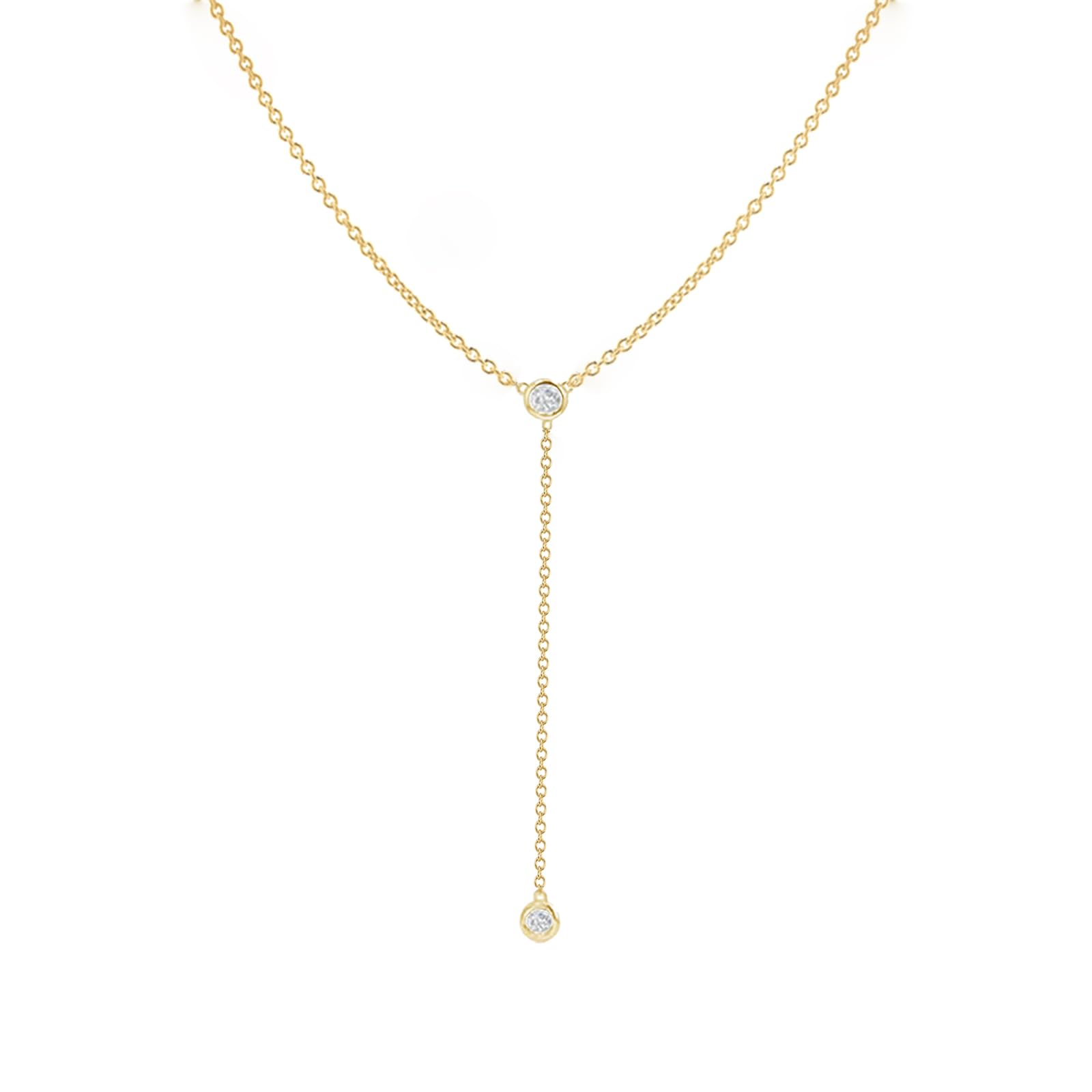 Gold Necklace for Women, Dainty Gold Long Necklaces 14k Gold Plated Prom Lariat Necklace Cute Choker Necklaces for Women Trendy Stuff Fashion Costume Gold Accessories Christmas Jewelry Gifts