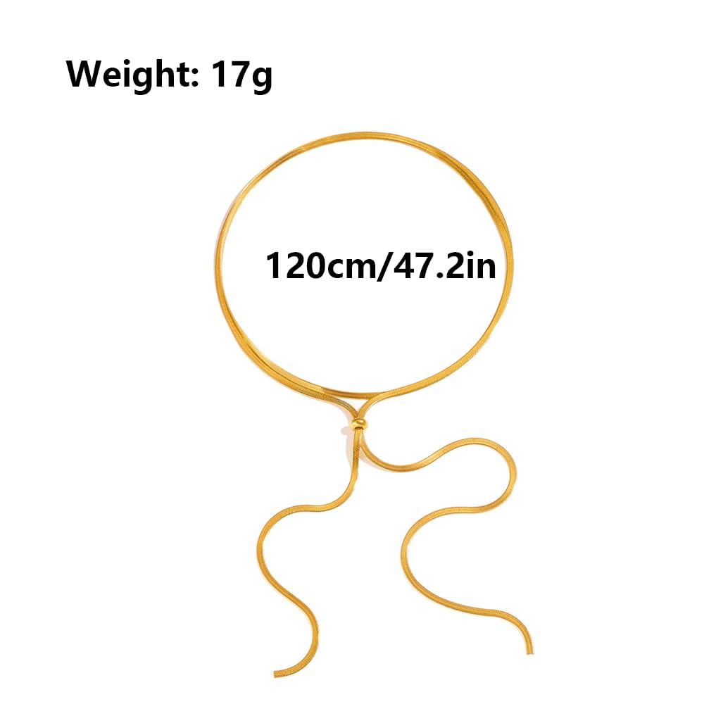 GIGB PBDK Chunky Gold Choker Necklace for Women,Trendy Silver Statement Necklace Long Snake Chain Drop Necklace,Charm Prom Body Jewelry Accessories Gifts