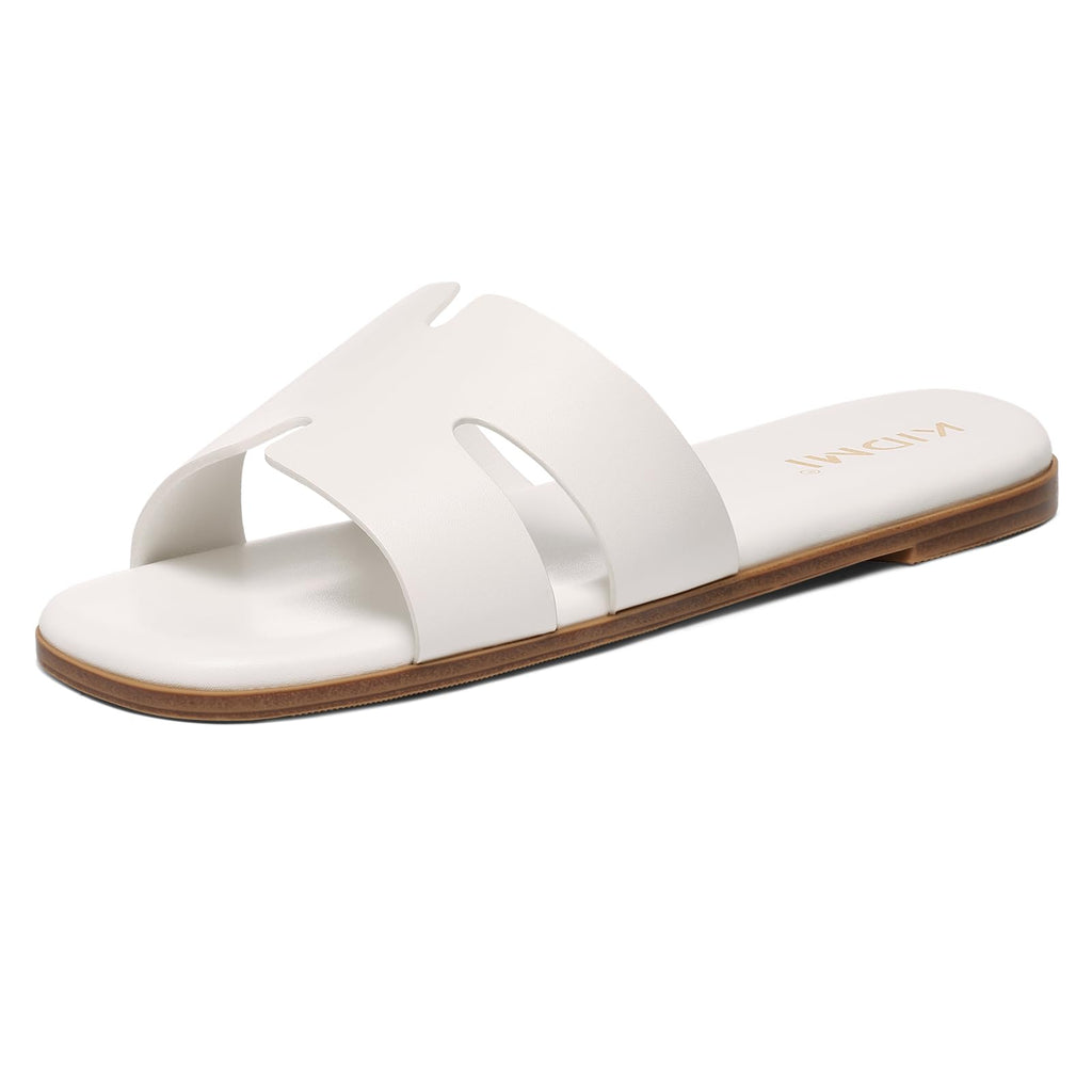 KIDMI Women's Dressy Flat Sandals, Comfortable Slip On Summer Slides, Fashion Open Toe Casual Sandals