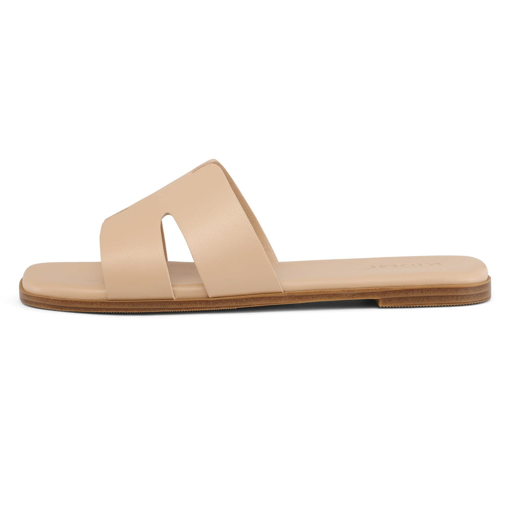 KIDMI Women's Dressy Flat Sandals, Comfortable Slip On Summer Slides, Fashion Open Toe Casual Sandals