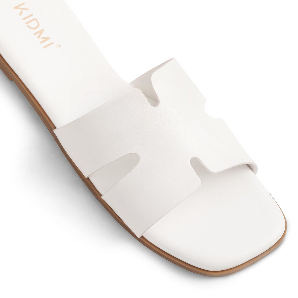 KIDMI Women's Dressy Flat Sandals, Comfortable Slip On Summer Slides, Fashion Open Toe Casual Sandals