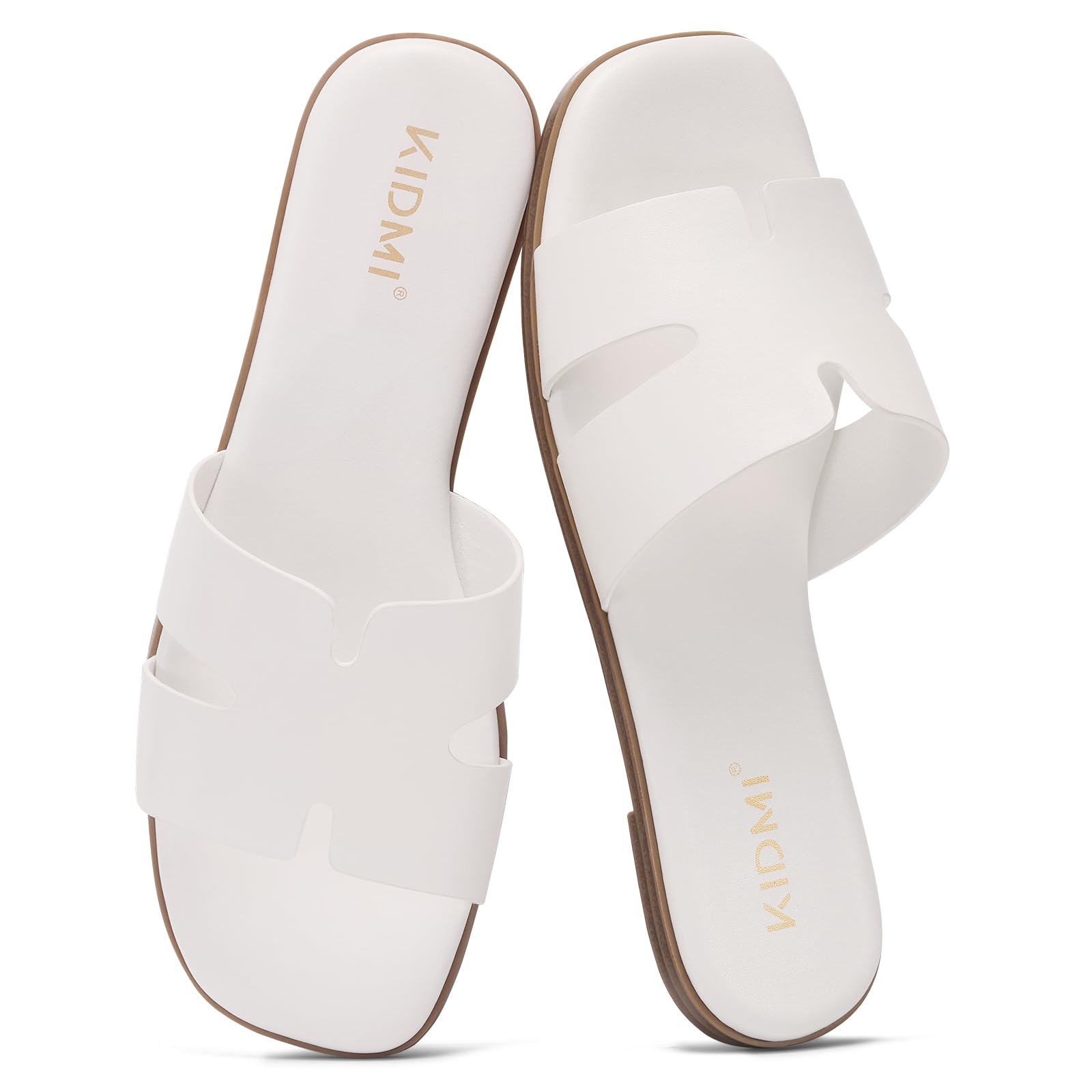 KIDMI Women's Dressy Flat Sandals, Comfortable Slip On Summer Slides, Fashion Open Toe Casual Sandals