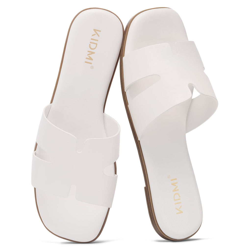 KIDMI Women's Dressy Flat Sandals, Comfortable Slip On Summer Slides, Fashion Open Toe Casual Sandals