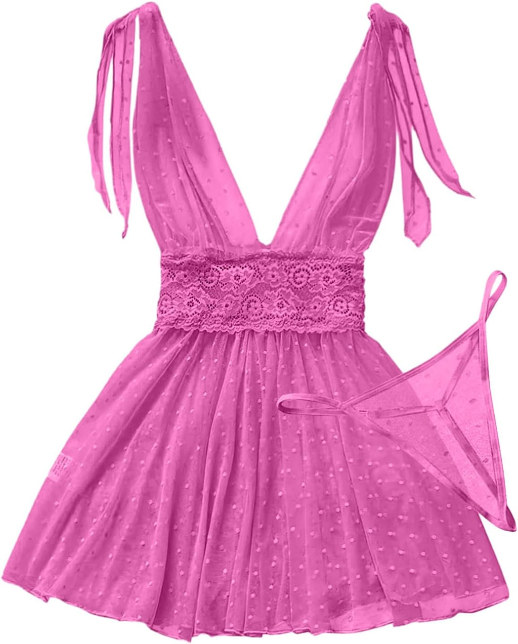 The Sultry Allure | Exotic Mesh Babydoll Open Back Design with Lace Trim

