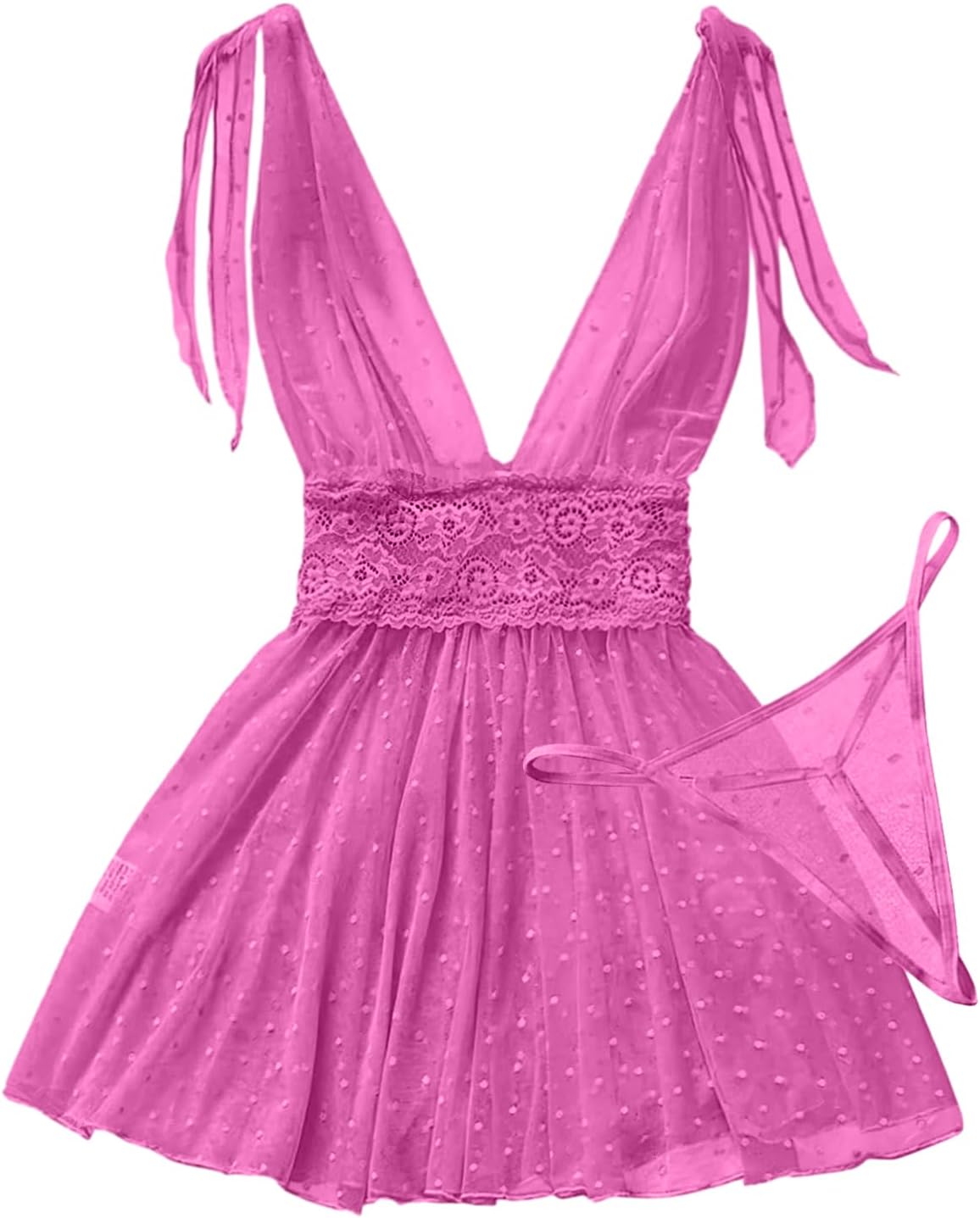 The Sultry Allure | Exotic Mesh Babydoll Open Back Design with Lace Trim

