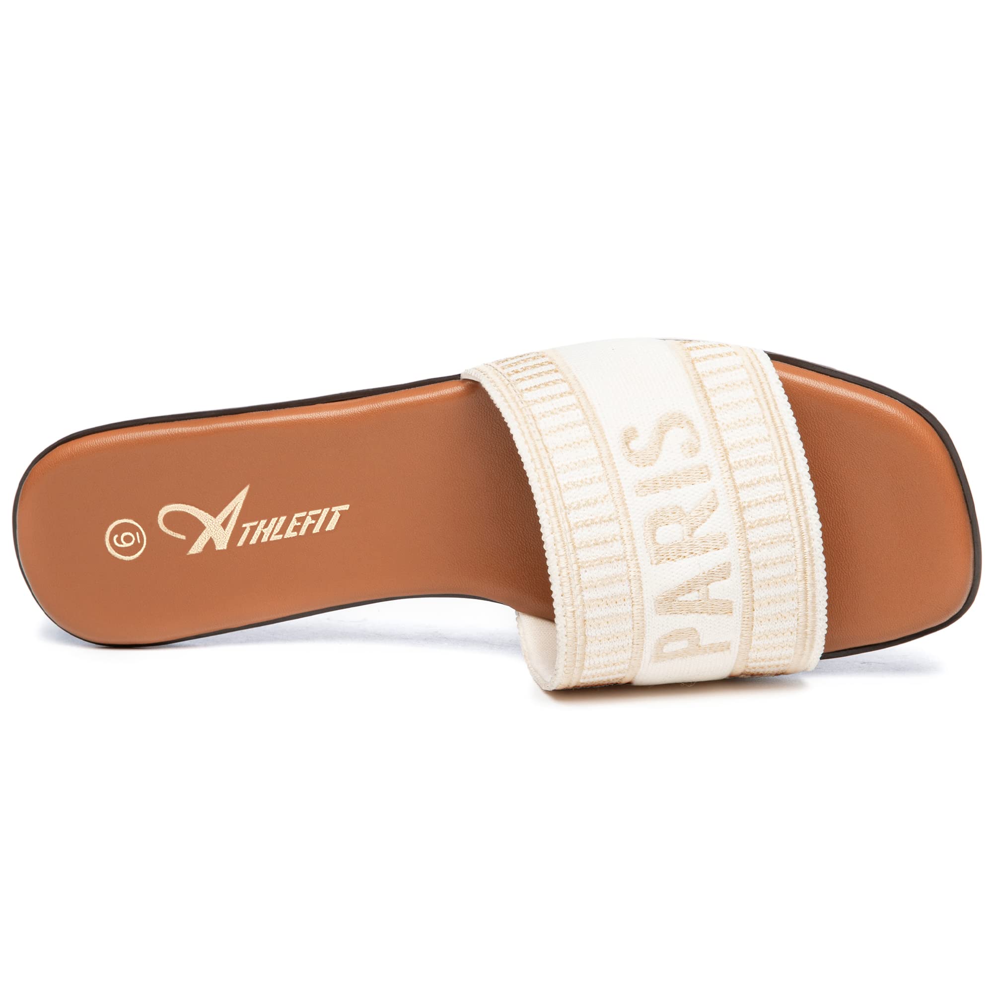 Athlefit Women's Slides Summer Fashion Slip On Flat Sandals Dressy