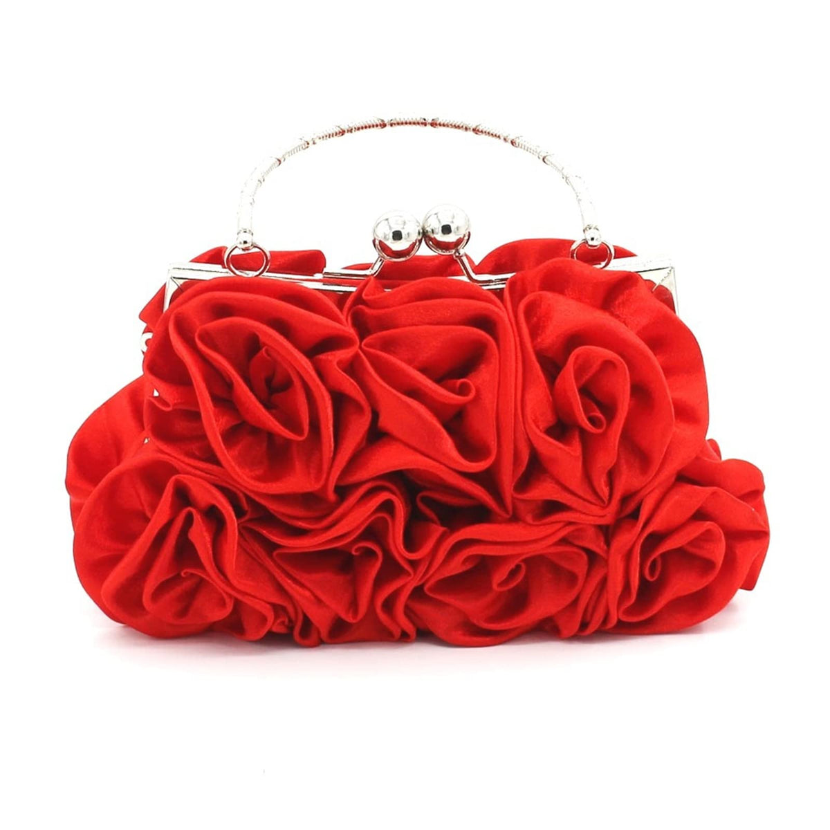 JAMBHALA Women Evening Clutch Bag Floral Satin Small Purses with Detachable Strap for Wedding, Party, Prom