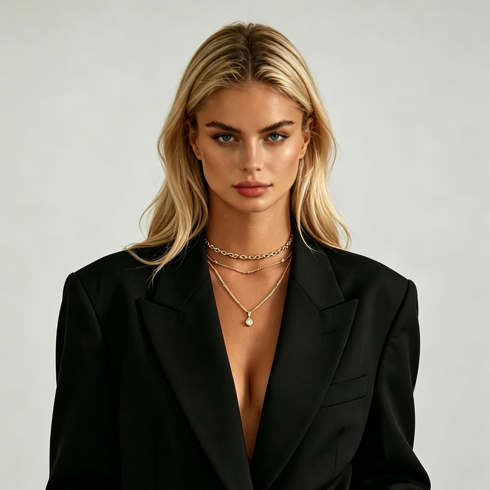 GIGB PBDK Chunky Gold Choker Necklace for Women,Trendy Silver Statement Necklace Long Snake Chain Drop Necklace,Charm Prom Body Jewelry Accessories Gifts