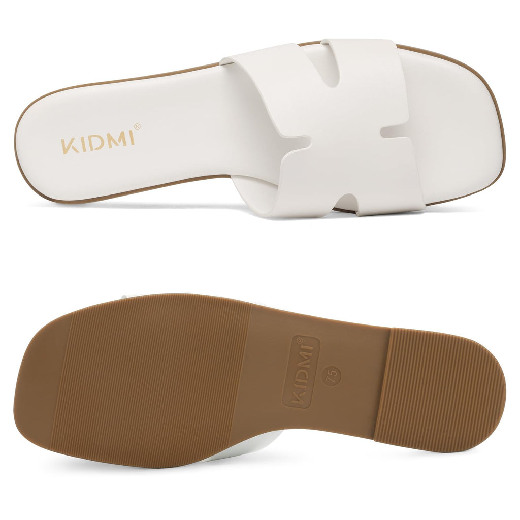 KIDMI Women's Dressy Flat Sandals, Comfortable Slip On Summer Slides, Fashion Open Toe Casual Sandals