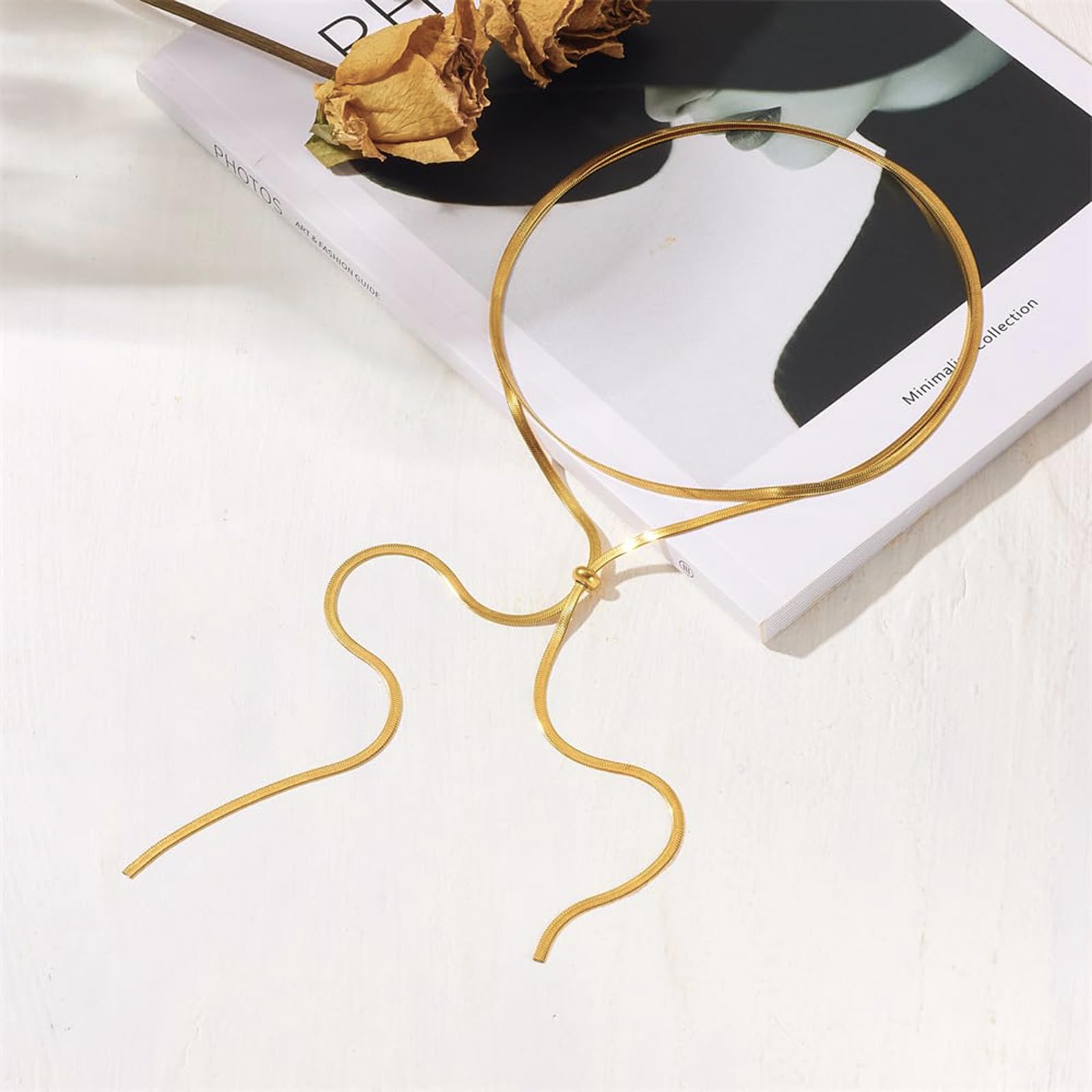 GIGB PBDK Chunky Gold Choker Necklace for Women,Trendy Silver Statement Necklace Long Snake Chain Drop Necklace,Charm Prom Body Jewelry Accessories Gifts