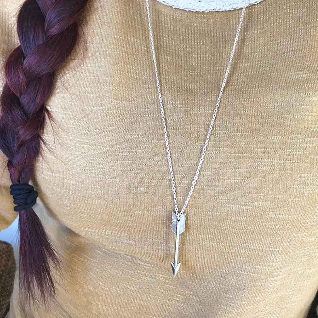 Long Necklaces for Women - Fashion Pendant Necklace Jewelry, Silver Bar Feather Circle Leaf Lock Tassel Y Necklace Jewelry Set for Girls