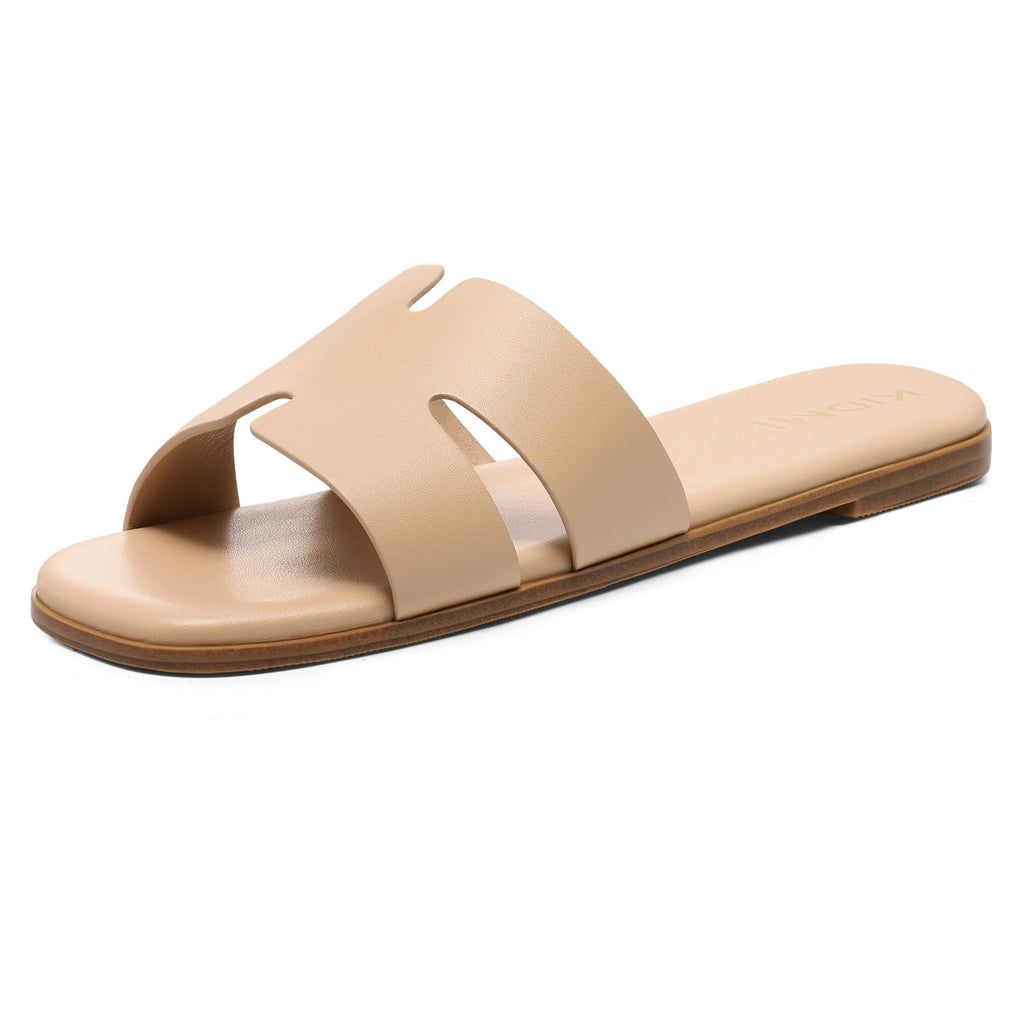 KIDMI Women's Dressy Flat Sandals, Comfortable Slip On Summer Slides, Fashion Open Toe Casual Sandals