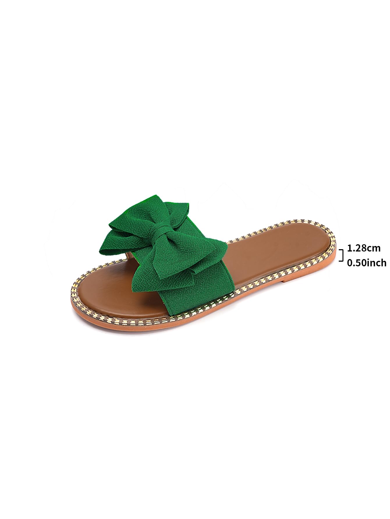 Sksshion Women's Bow Knot Slides Open Toe Flat Sandals Summer Slip On Slippers