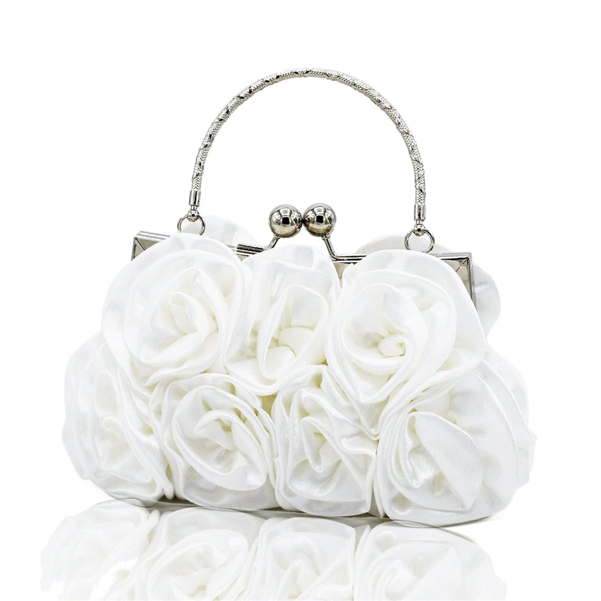 JAMBHALA Women Evening Clutch Bag Floral Satin Small Purses with Detachable Strap for Wedding, Party, Prom
