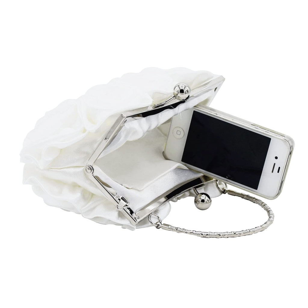 JAMBHALA Women Evening Clutch Bag Floral Satin Small Purses with Detachable Strap for Wedding, Party, Prom