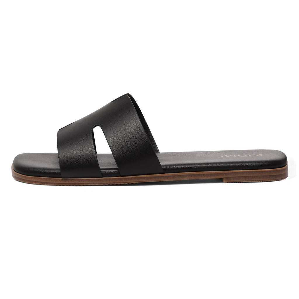KIDMI Women's Dressy Flat Sandals, Comfortable Slip On Summer Slides, Fashion Open Toe Casual Sandals