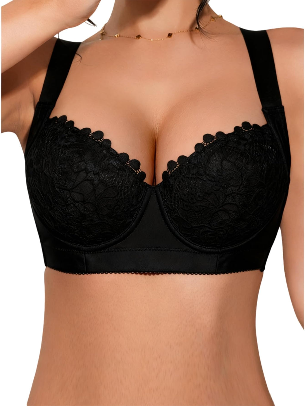 Women's Push Up Lace Bras Underwire Adjustable with Wide Strap Lingerie Shaping Support Sexy Bras