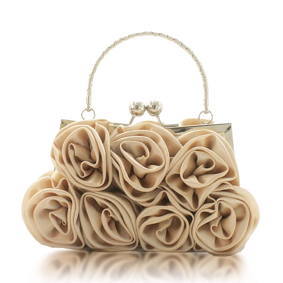 JAMBHALA Women Evening Clutch Bag Floral Satin Small Purses with Detachable Strap for Wedding, Party, Prom