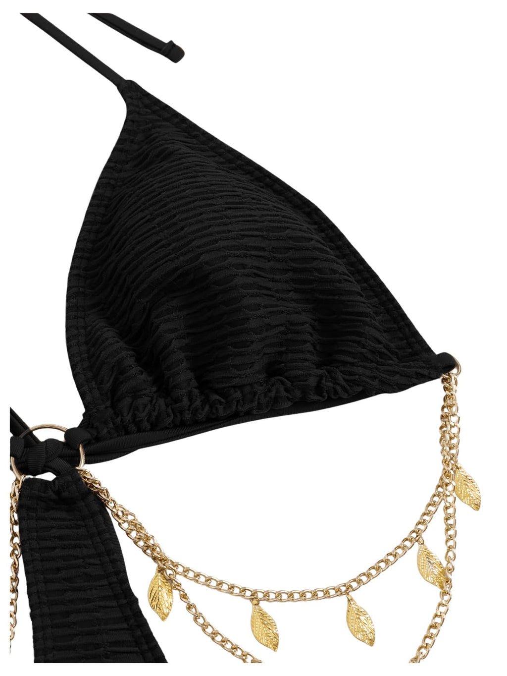 OYOANGLE Women's Chain Linked Cut Out Halter One Piece Swimsuit Tummy Control Bathing Suit