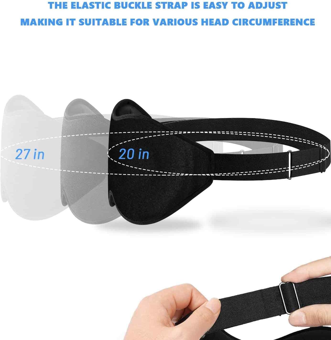 Adjustable elastic strap on The Lash Lover’s Dream | Contoured Side-Sleeper Mask fits head sizes from 20 to 27 inches for a secure fit.