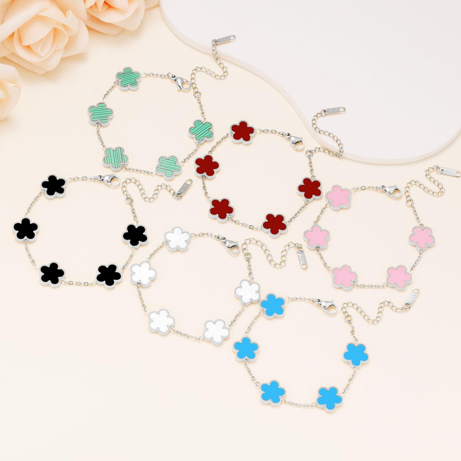 18K Gold Plated Womens Stackable Floral Bracelets Set,Twisted Cable Bangle,Trendy Jewelry,Waterproof adjustable bracelet,Christmas Birthday Gifts for Girlfriend or Mother.