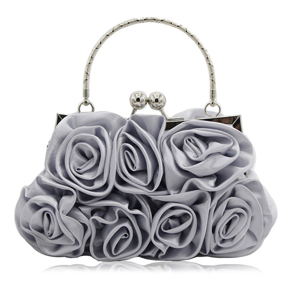 JAMBHALA Women Evening Clutch Bag Floral Satin Small Purses with Detachable Strap for Wedding, Party, Prom