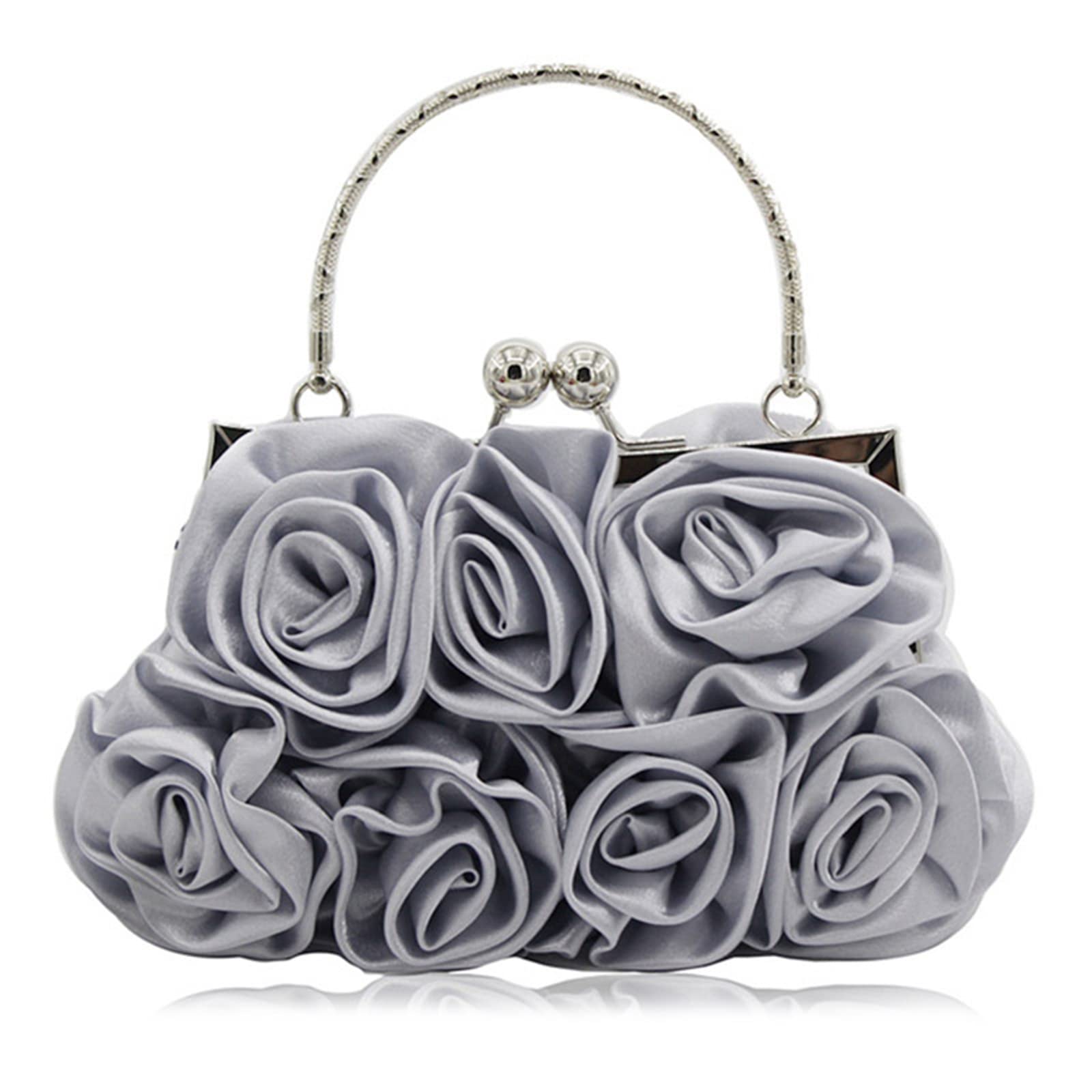 JAMBHALA Women Evening Clutch Bag Floral Satin Small Purses with Detachable Strap for Wedding, Party, Prom