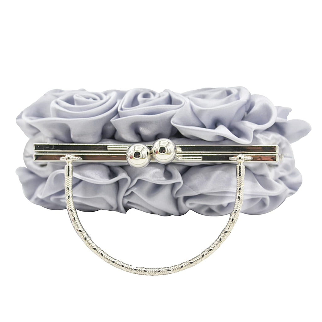 JAMBHALA Women Evening Clutch Bag Floral Satin Small Purses with Detachable Strap for Wedding, Party, Prom