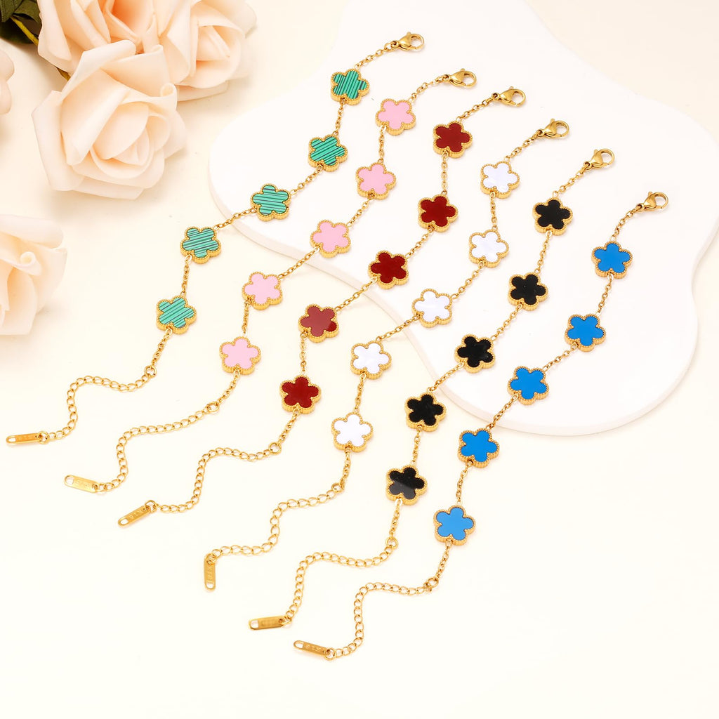 18K Gold Plated Womens Stackable Floral Bracelets Set,Twisted Cable Bangle,Trendy Jewelry,Waterproof adjustable bracelet,Christmas Birthday Gifts for Girlfriend or Mother.