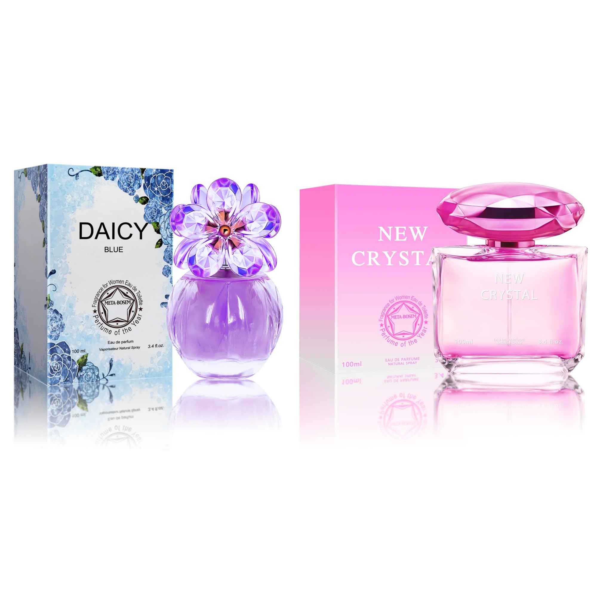 The Radiant Crystal Duo | 2-Piece Boutique Fragrance Set Side Profile of Both Crystal Bottles

