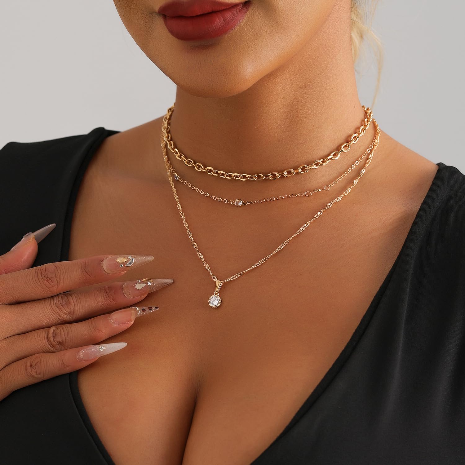 GIGB PBDK Chunky Gold Choker Necklace for Women,Trendy Silver Statement Necklace Long Snake Chain Drop Necklace,Charm Prom Body Jewelry Accessories Gifts