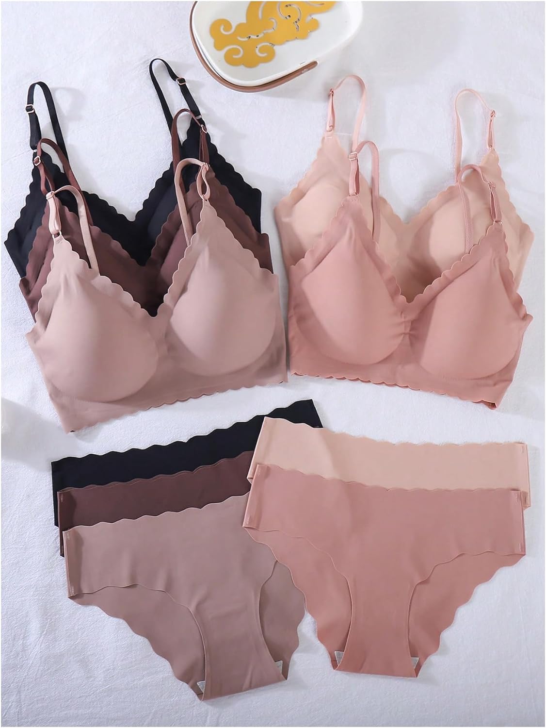 The Second Skin Collection | 5-Pack Seamless Bralette & Brief Set Bralette with Removable Padding Close-up