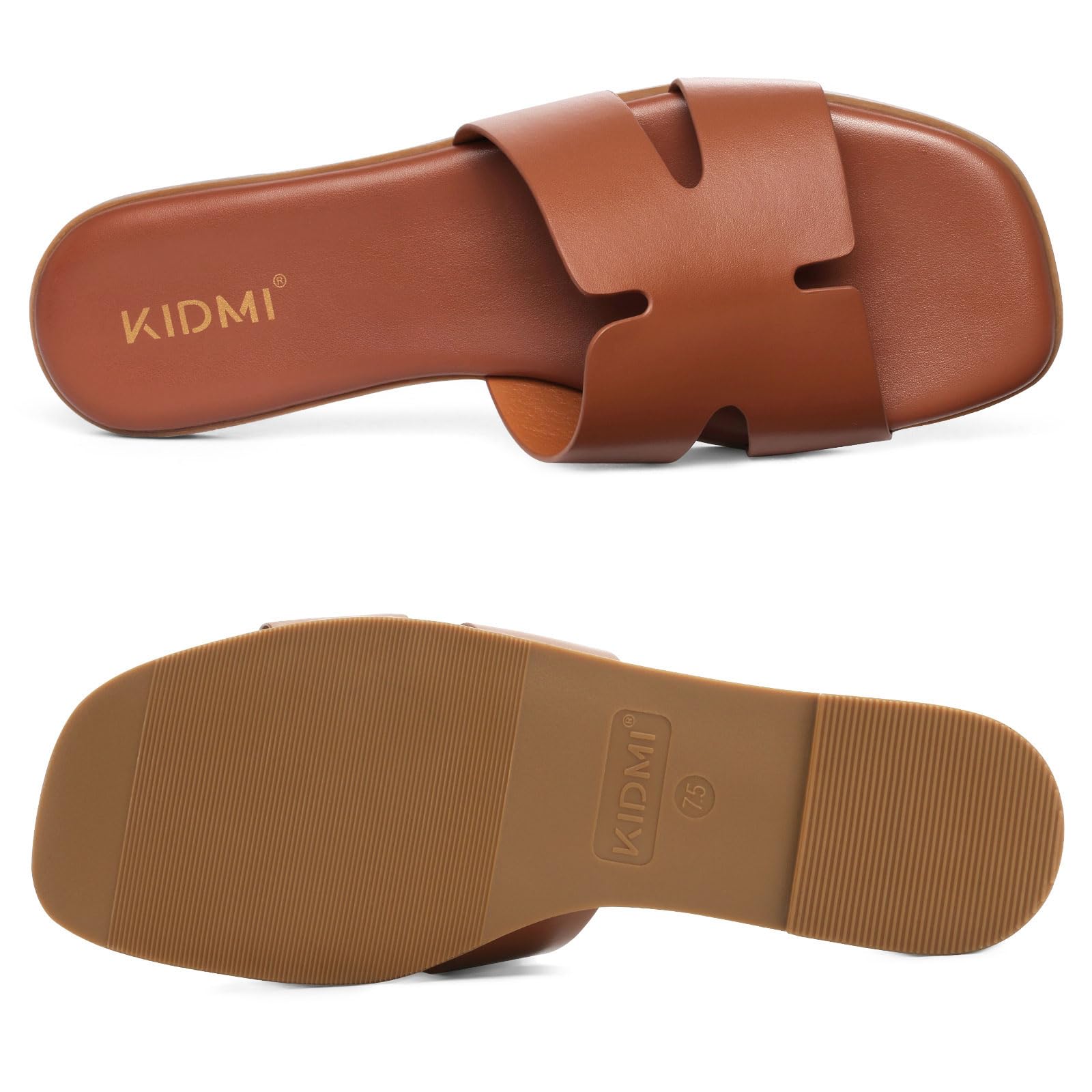 KIDMI Women's Dressy Flat Sandals, Comfortable Slip On Summer Slides, Fashion Open Toe Casual Sandals