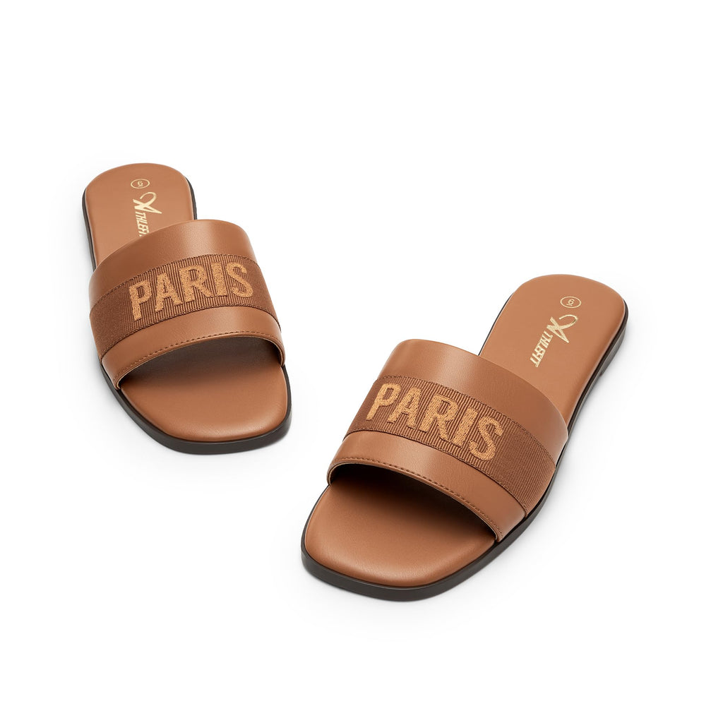 Athlefit Women's Slides Summer Fashion Slip On Flat Sandals Dressy