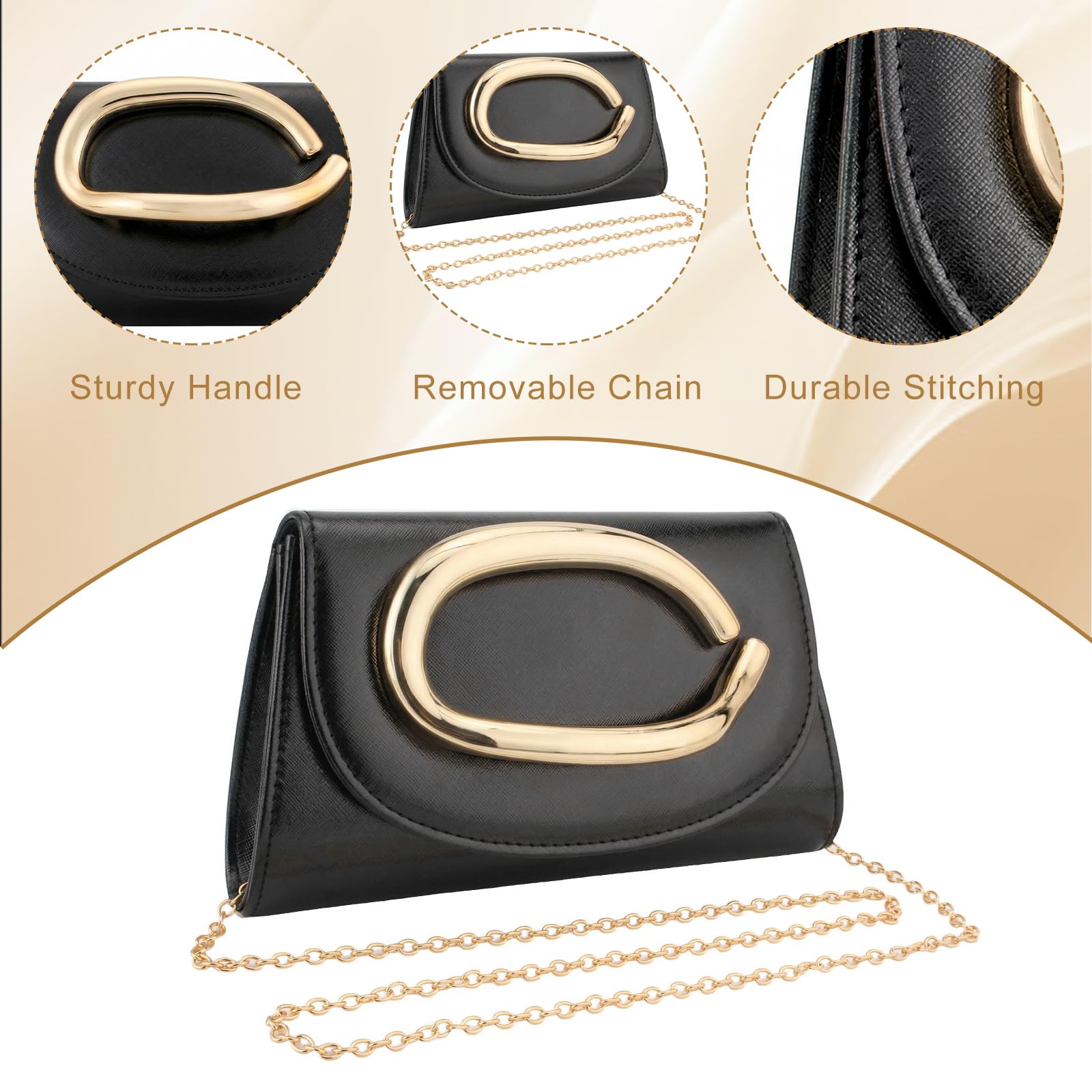 YYW Clutch Purse for Women Leather Purse Handbags with Chain Crossbody Bag Evening Bag for Wedding Party Prom Bridal