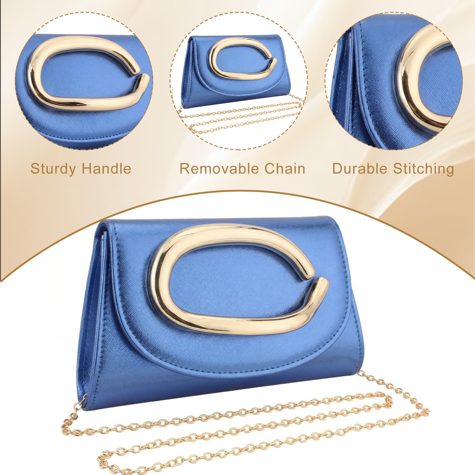 YYW Clutch Purse for Women Leather Purse Handbags with Chain Crossbody Bag Evening Bag for Wedding Party Prom Bridal