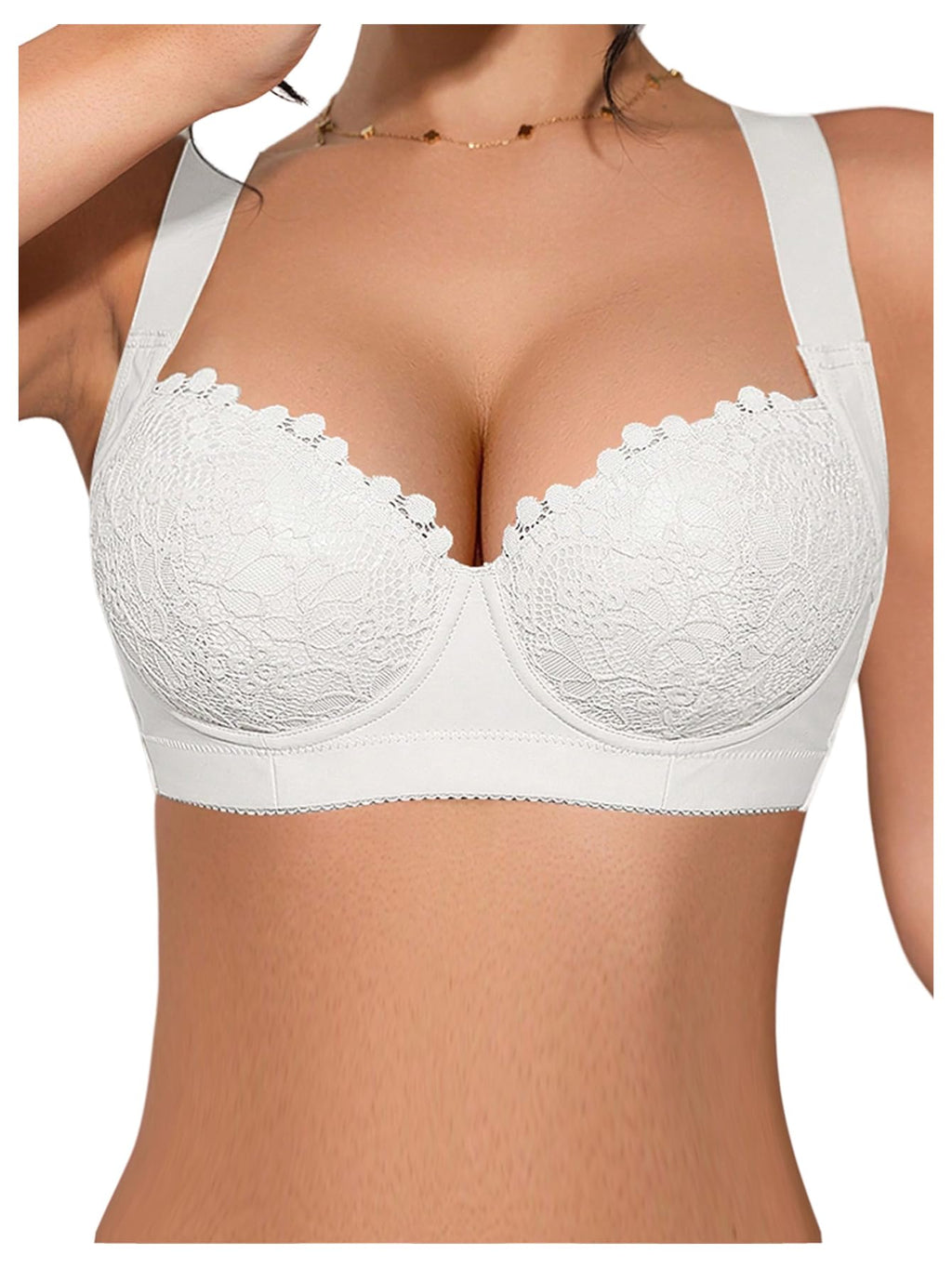 Women's Push Up Lace Bras Underwire Adjustable with Wide Strap Lingerie Shaping Support Sexy Bras