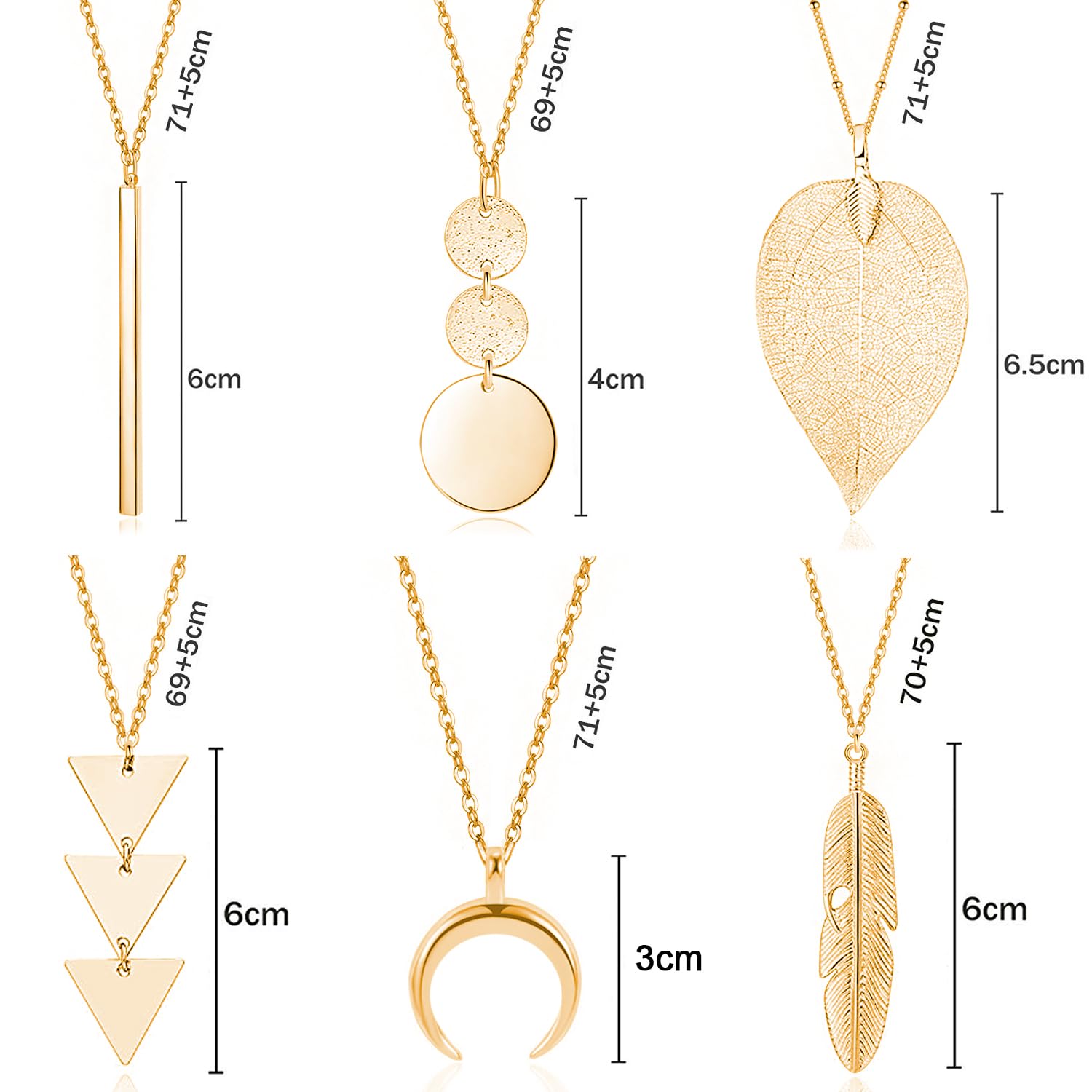 Long Necklaces for Women - Fashion Pendant Necklace Jewelry, Silver Bar Feather Circle Leaf Lock Tassel Y Necklace Jewelry Set for Girls