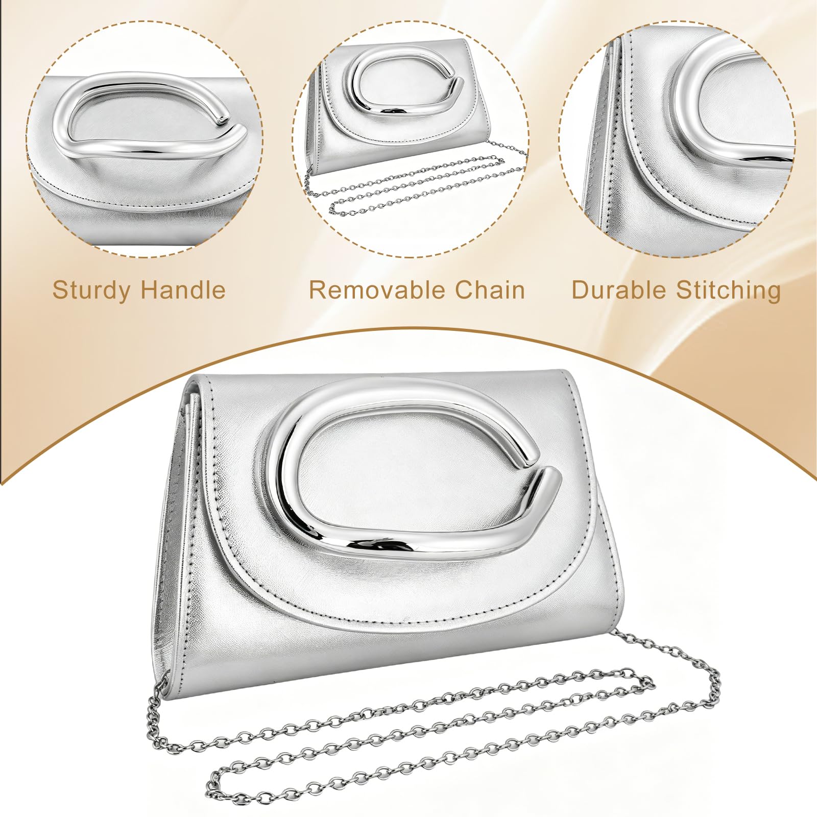 YYW Clutch Purse for Women Leather Purse Handbags with Chain Crossbody Bag Evening Bag for Wedding Party Prom Bridal