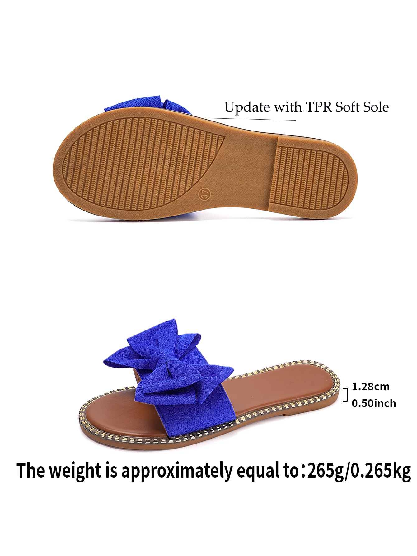 Sksshion Women's Bow Knot Slides Open Toe Flat Sandals Summer Slip On Slippers