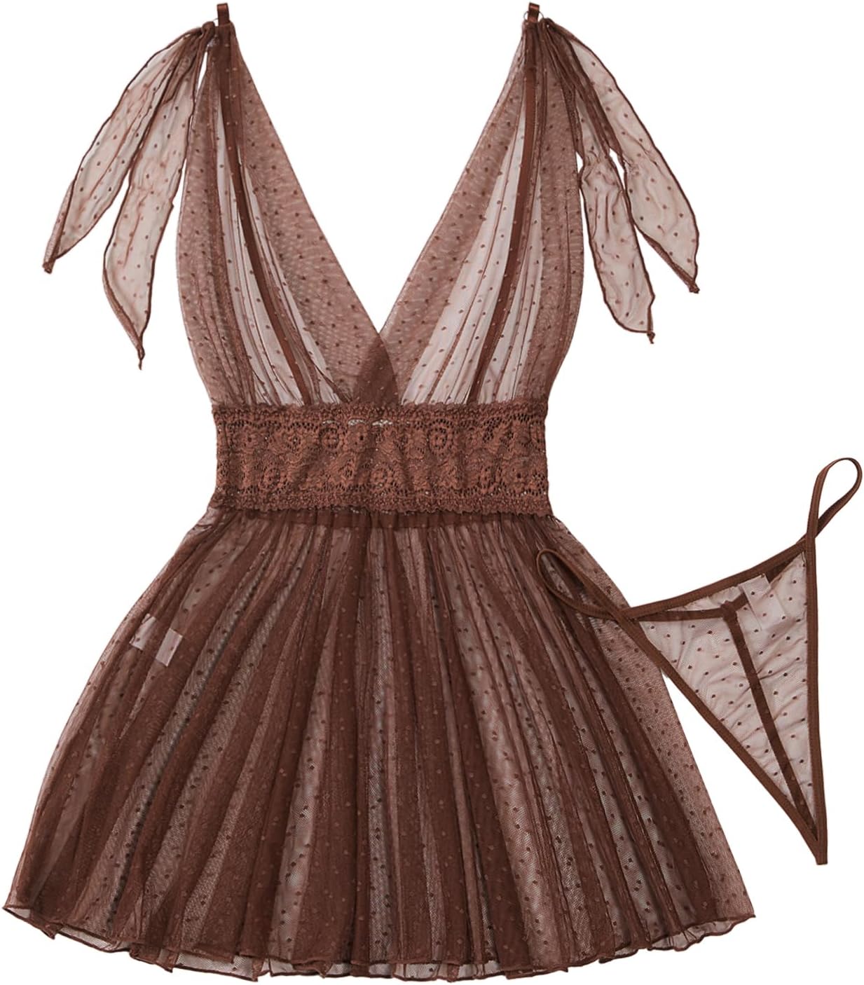 The Sultry Allure | Exotic Mesh Babydoll Adjustable Spaghetti Strap Detail

