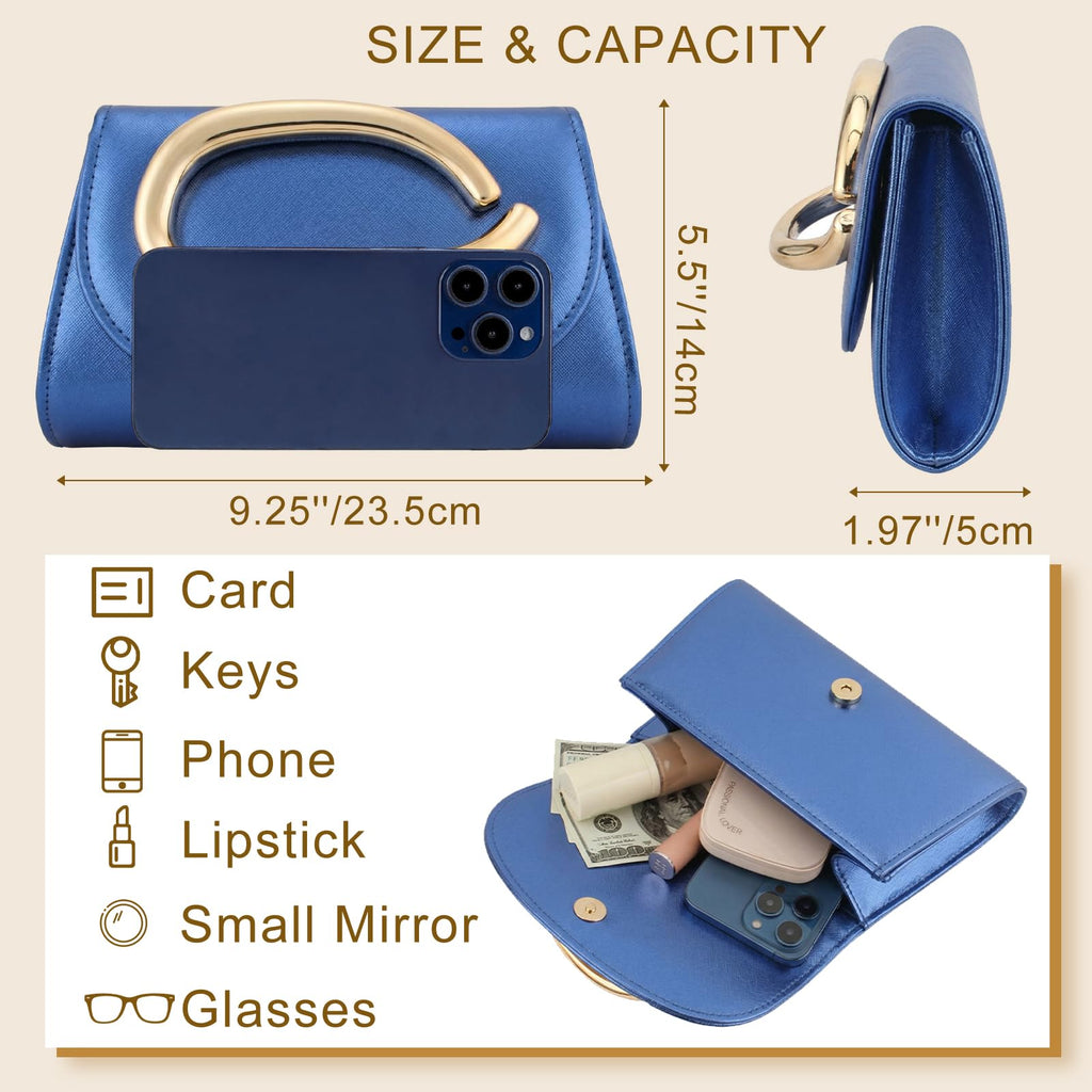 YYW Clutch Purse for Women Leather Purse Handbags with Chain Crossbody Bag Evening Bag for Wedding Party Prom Bridal