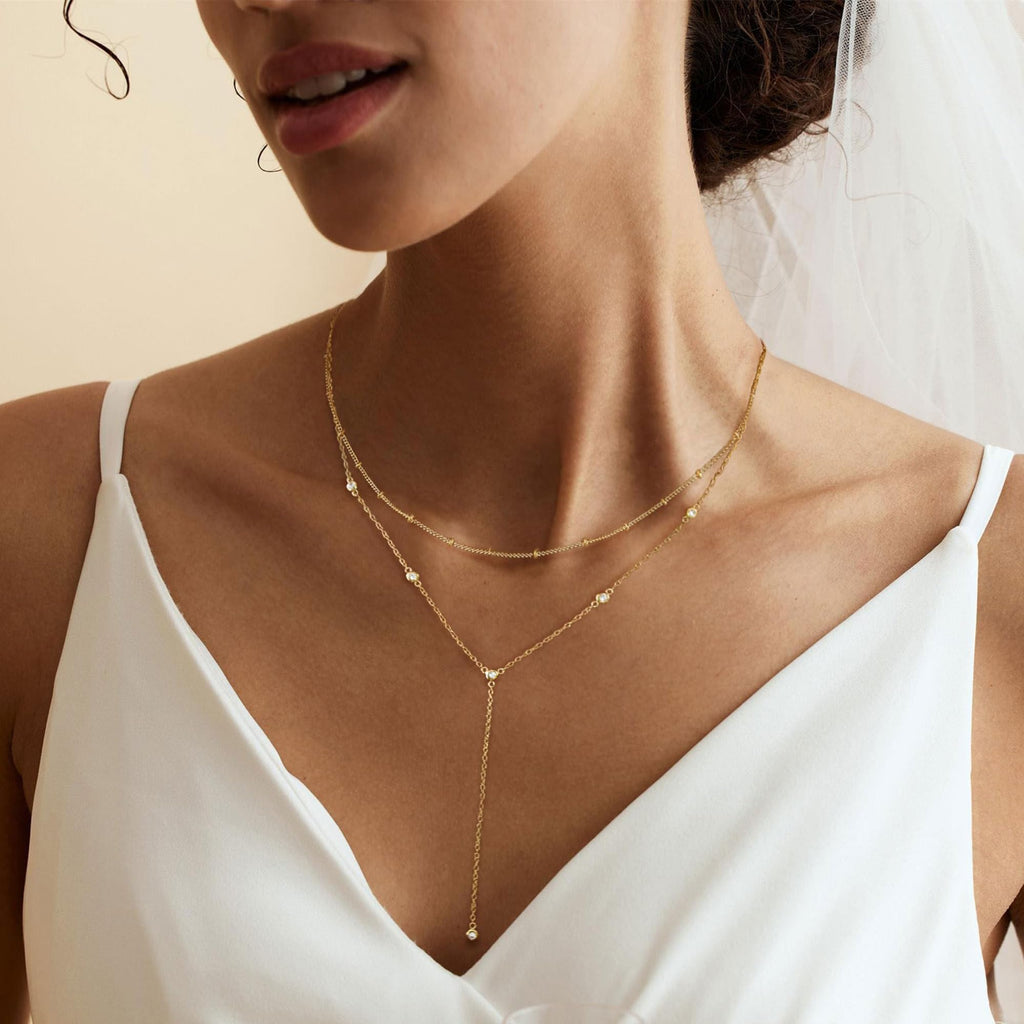 Gold Necklace for Women, Dainty Gold Long Necklaces 14k Gold Plated Prom Lariat Necklace Cute Choker Necklaces for Women Trendy Stuff Fashion Costume Gold Accessories Christmas Jewelry Gifts