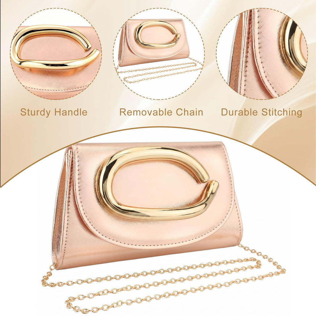 YYW Clutch Purse for Women Leather Purse Handbags with Chain Crossbody Bag Evening Bag for Wedding Party Prom Bridal