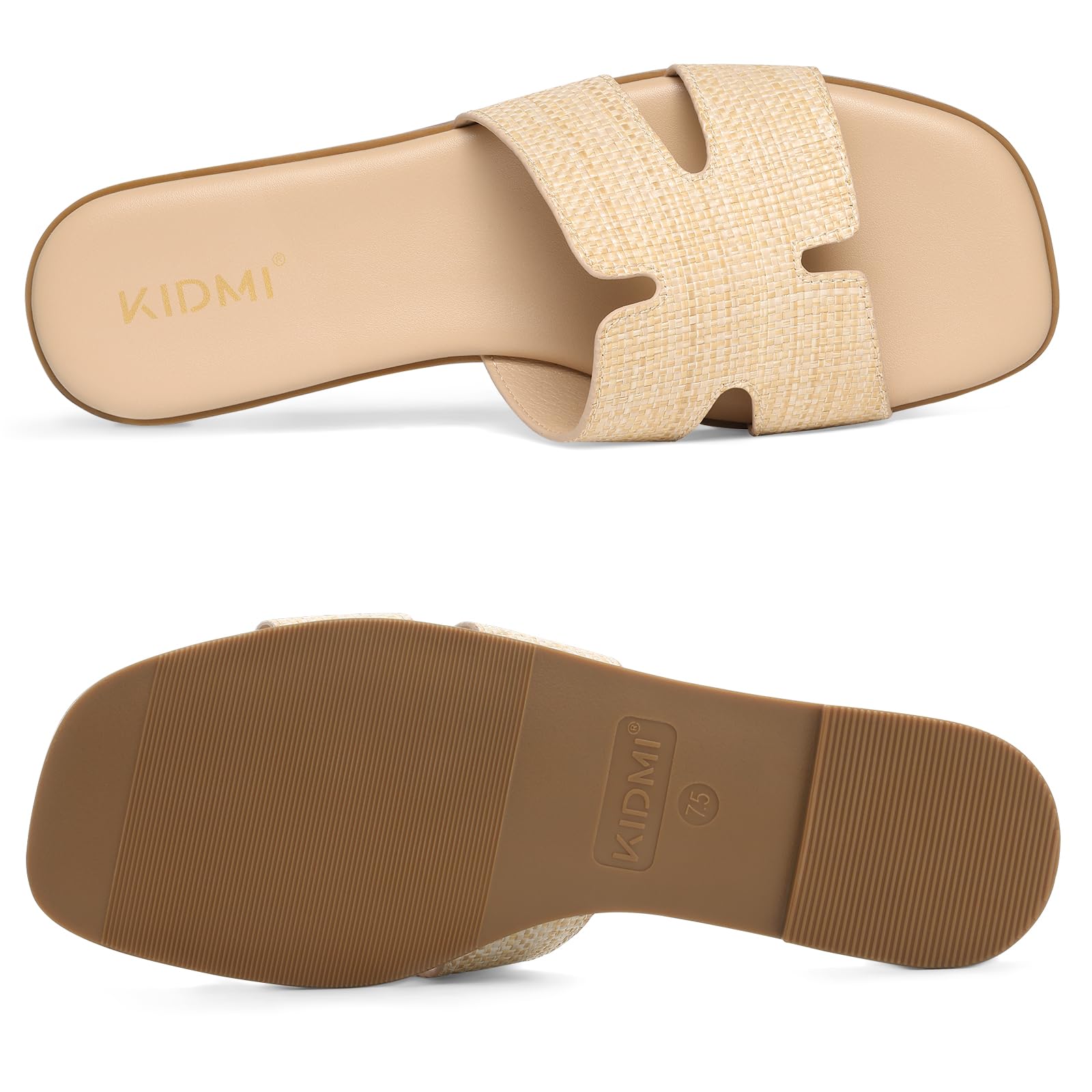 KIDMI Women's Dressy Flat Sandals, Comfortable Slip On Summer Slides, Fashion Open Toe Casual Sandals