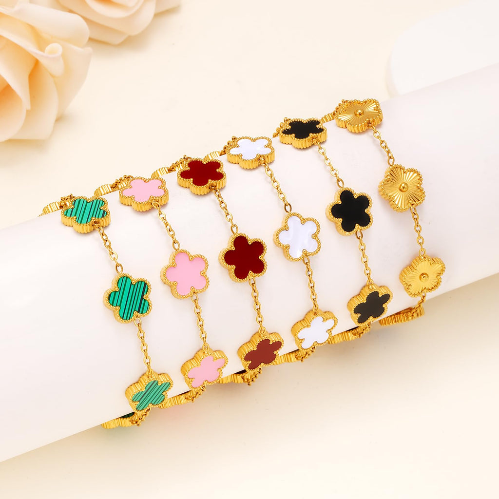 18K Gold Plated Womens Stackable Floral Bracelets Set,Twisted Cable Bangle,Trendy Jewelry,Waterproof adjustable bracelet,Christmas Birthday Gifts for Girlfriend or Mother.