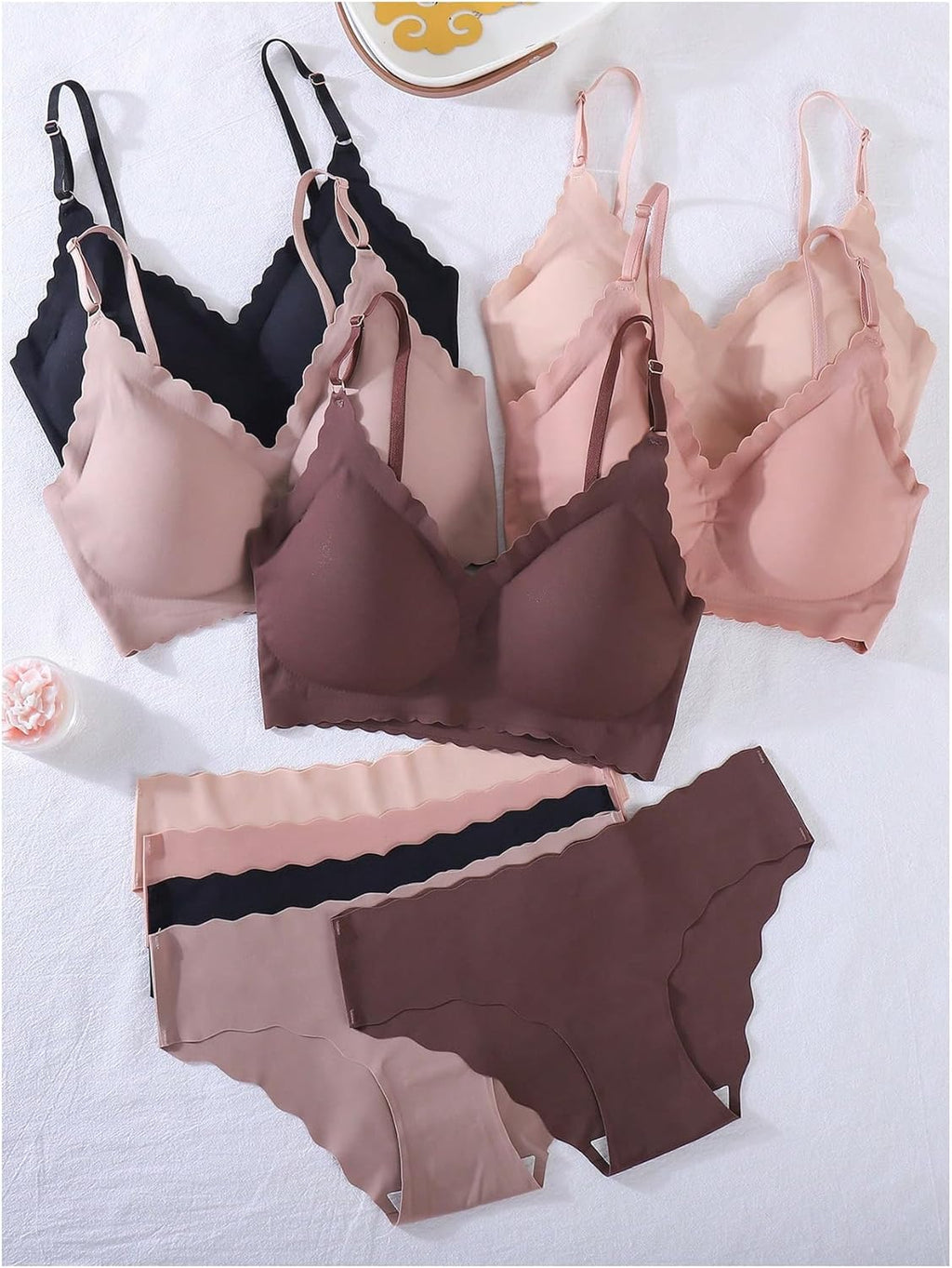 The Second Skin Collection | 5-Pack Seamless Bralette & Brief Set Hardware-Free Back View for Comfort