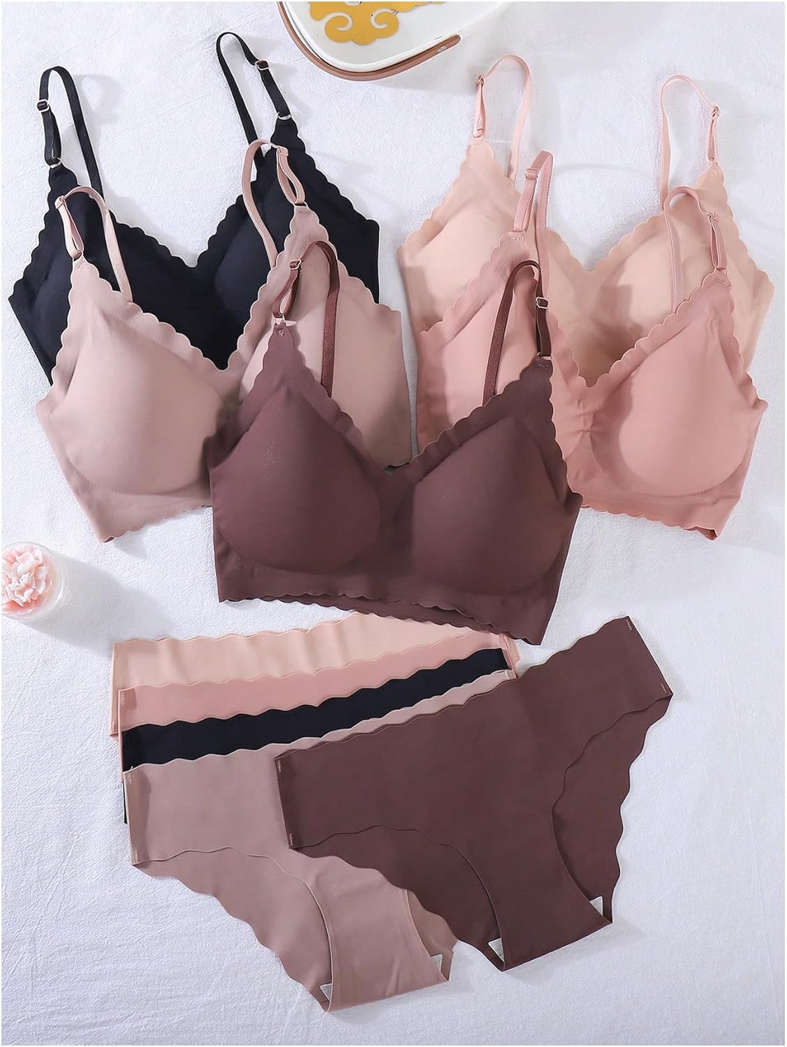 The Second Skin Collection | 5-Pack Seamless Bralette & Brief Set Hardware-Free Back View for Comfort