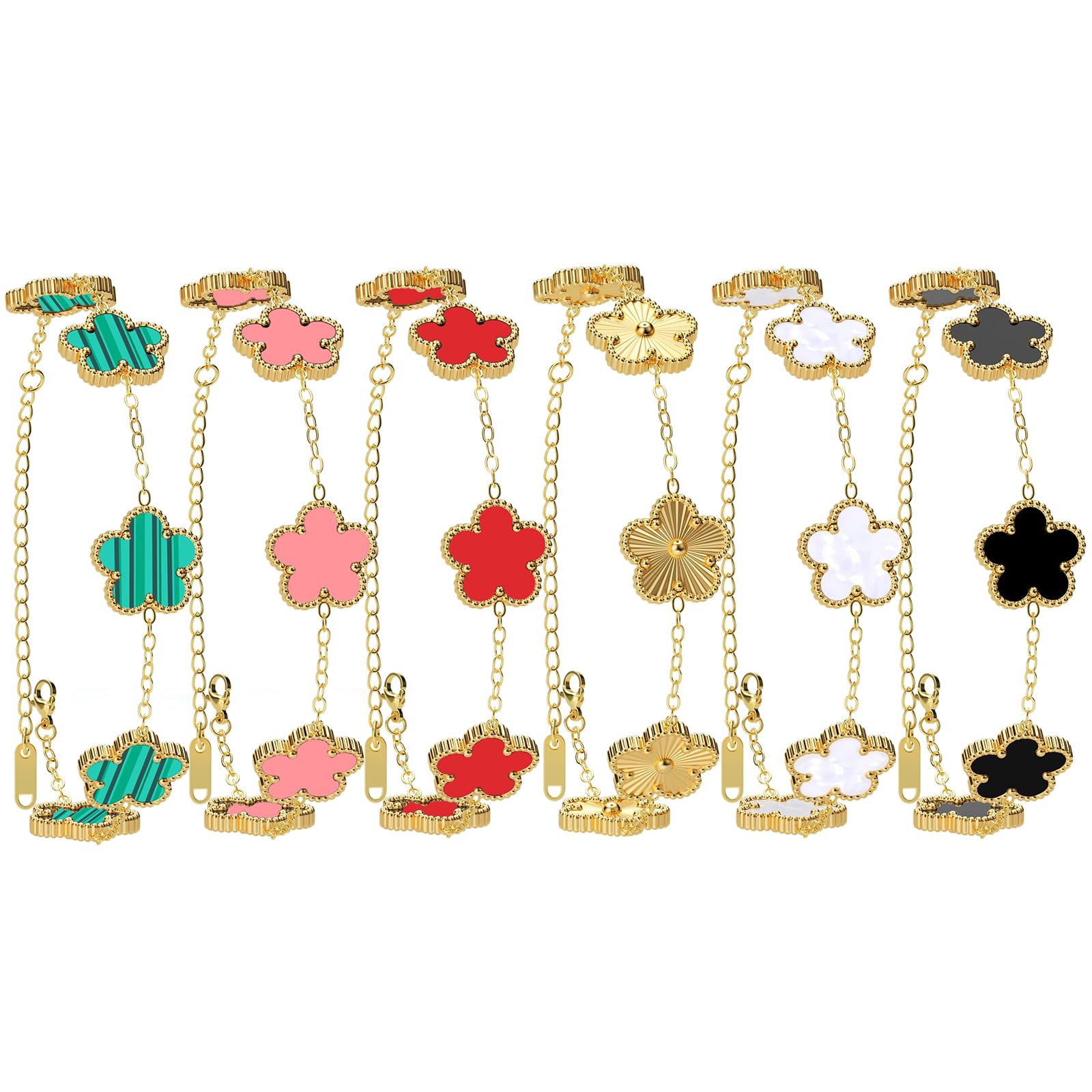18K Gold Plated Womens Stackable Floral Bracelets Set,Twisted Cable Bangle,Trendy Jewelry,Waterproof adjustable bracelet,Christmas Birthday Gifts for Girlfriend or Mother.