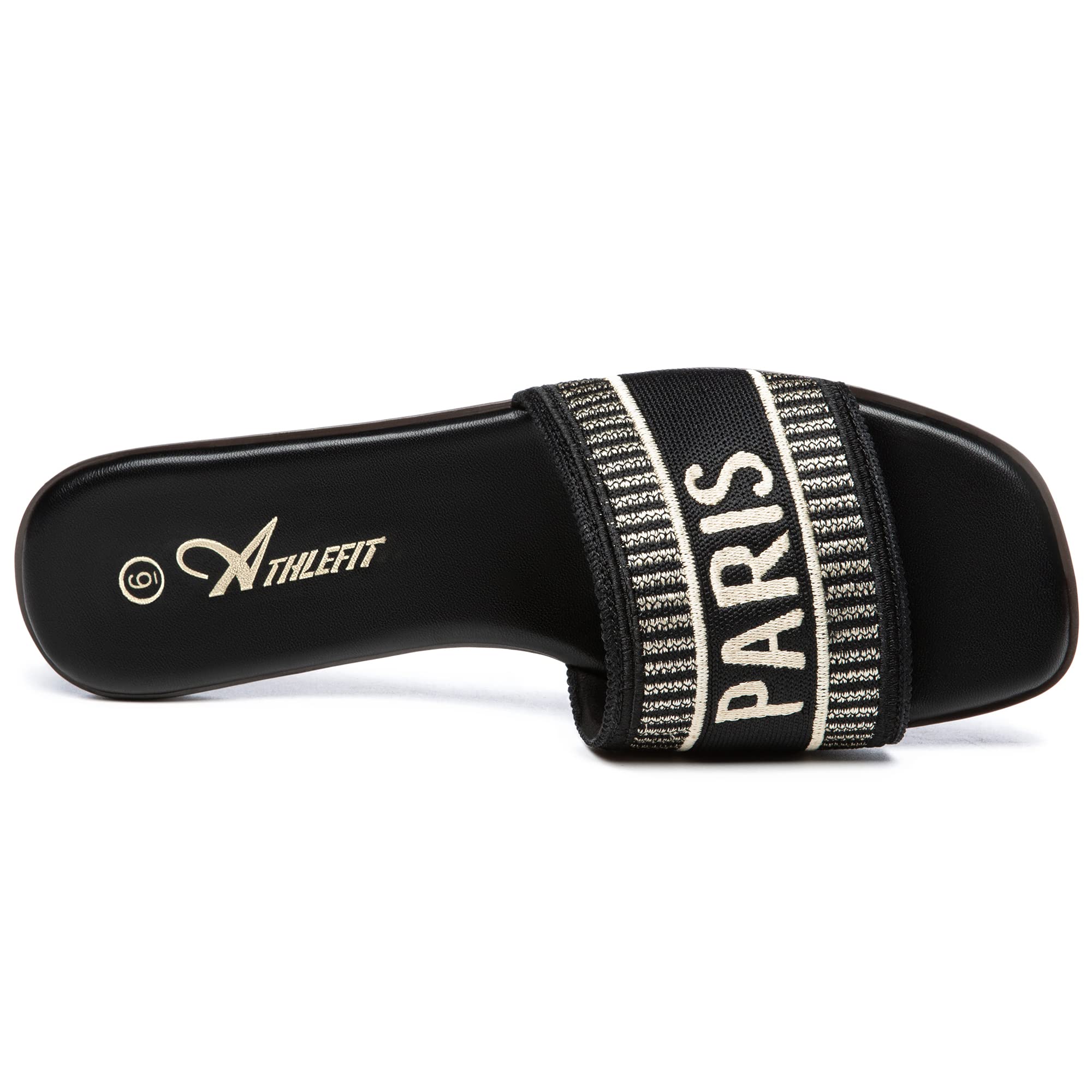 Athlefit Women's Slides Summer Fashion Slip On Flat Sandals Dressy